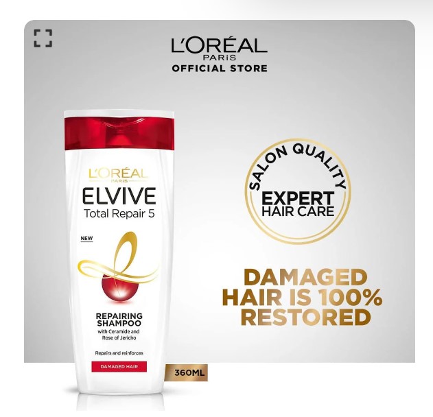 LOreal Paris Elvive Total Repair 5 Shampoo 360 ml - For Damaged Hair